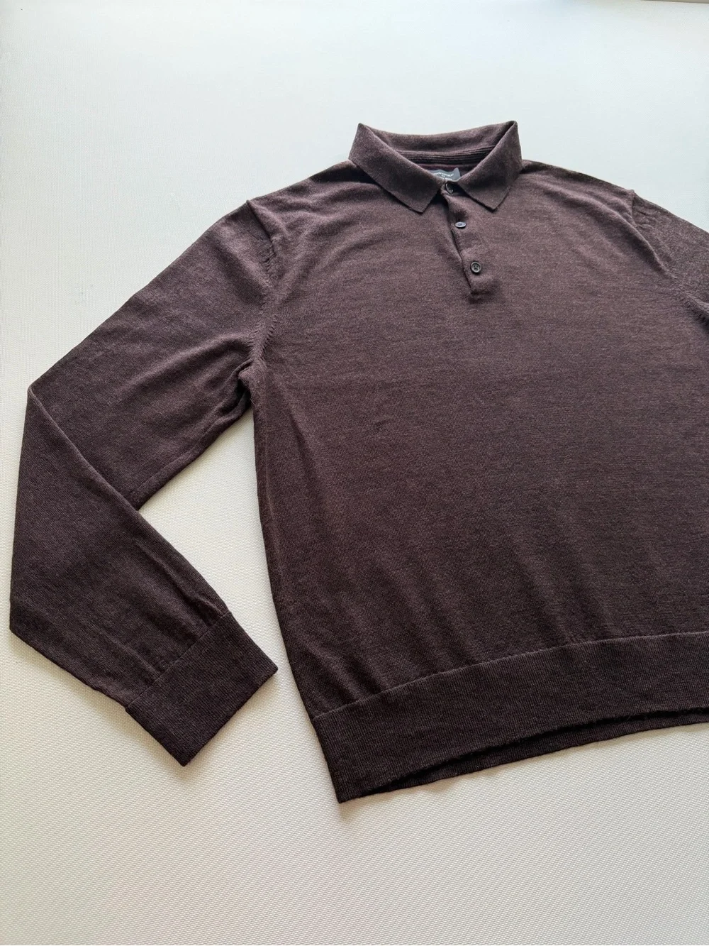 Banana Republic Men's Dark Brown Long-Sleeve Polo